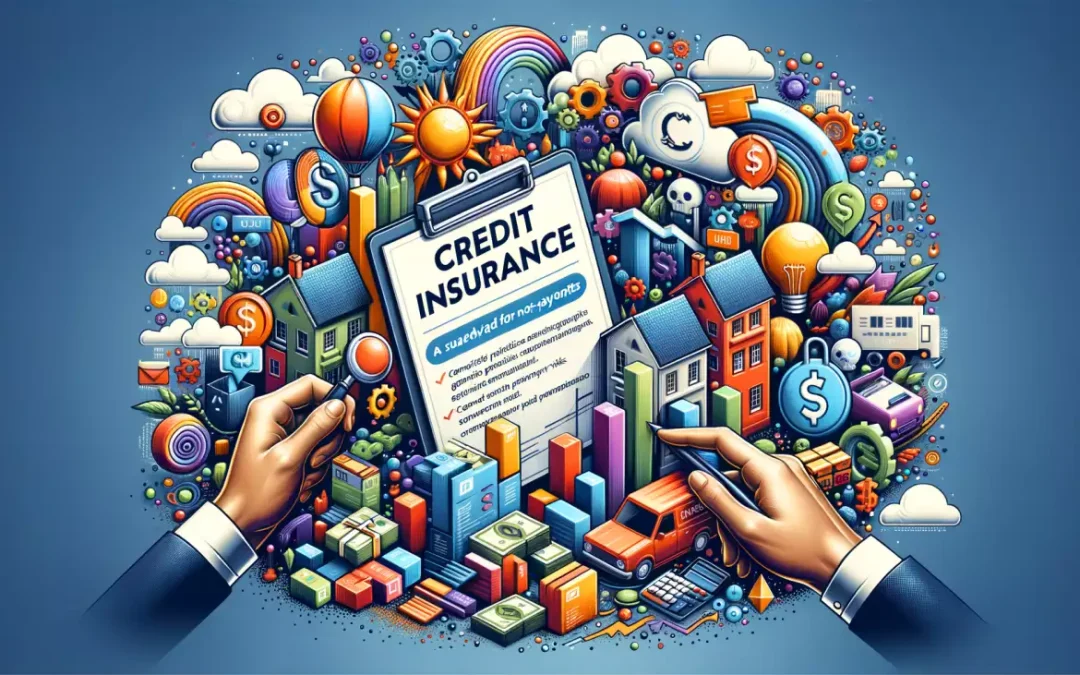 Illustration colorée sur l'assurance crédit, une protection essentielle contre les impayés commerciaux.