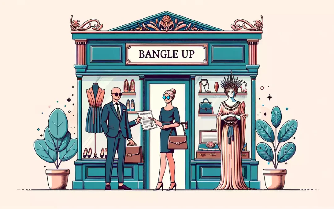 Magasin Bangle Up, reprise par Emmanuel VENOT avec Finaïva, mode, accessoires, transaction réussie.