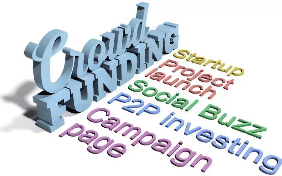Texte alternatif : "Concepts de crowdfunding : startup, projet, buzz social, investissement P2P, campagne marketing."