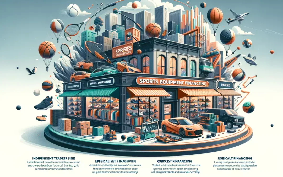 Image illustrant le financement du commerce d'articles de sport indépendant avec stock diversifié.
