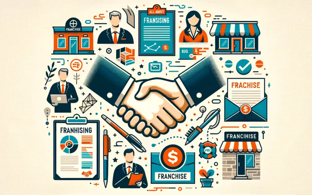 Icône d'une poignée de main illustrant le développement de franchises et la collaboration.