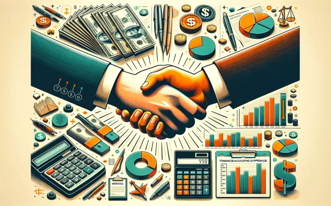 Poignée de main finance comptable : reprise clientèle, rentabilité, financement.